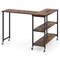 Rustic Brown MDF Steel Rotating Sofa Table with Shelves and Casters
